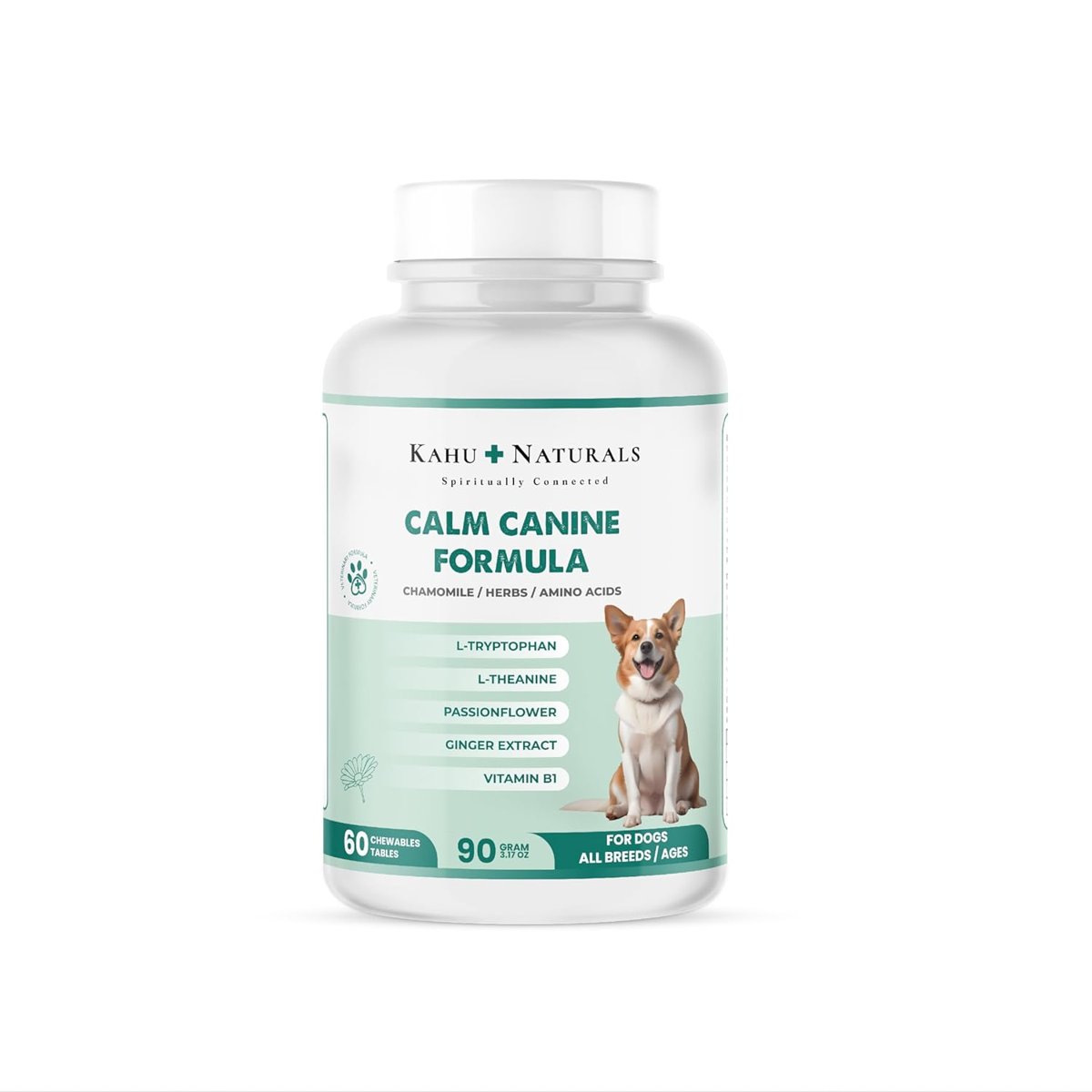 Kahu Naturals Calm Canine Formula, Köpekler için Bitki Özlü Sakinleştirici Rahatlatıcı Takviye, 60 Tablet