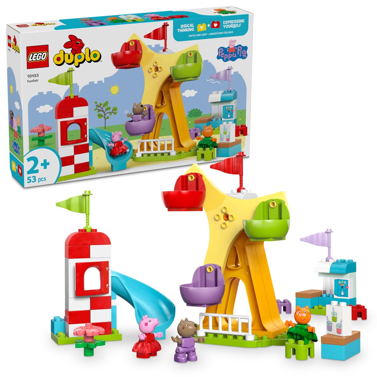 LEGO DUPLO Peppa Pig Lunapark 10453-2 Yaş ve Üzeri Kız ve Erkek Çocuklar için Dönme Dolap, Kaydırak,