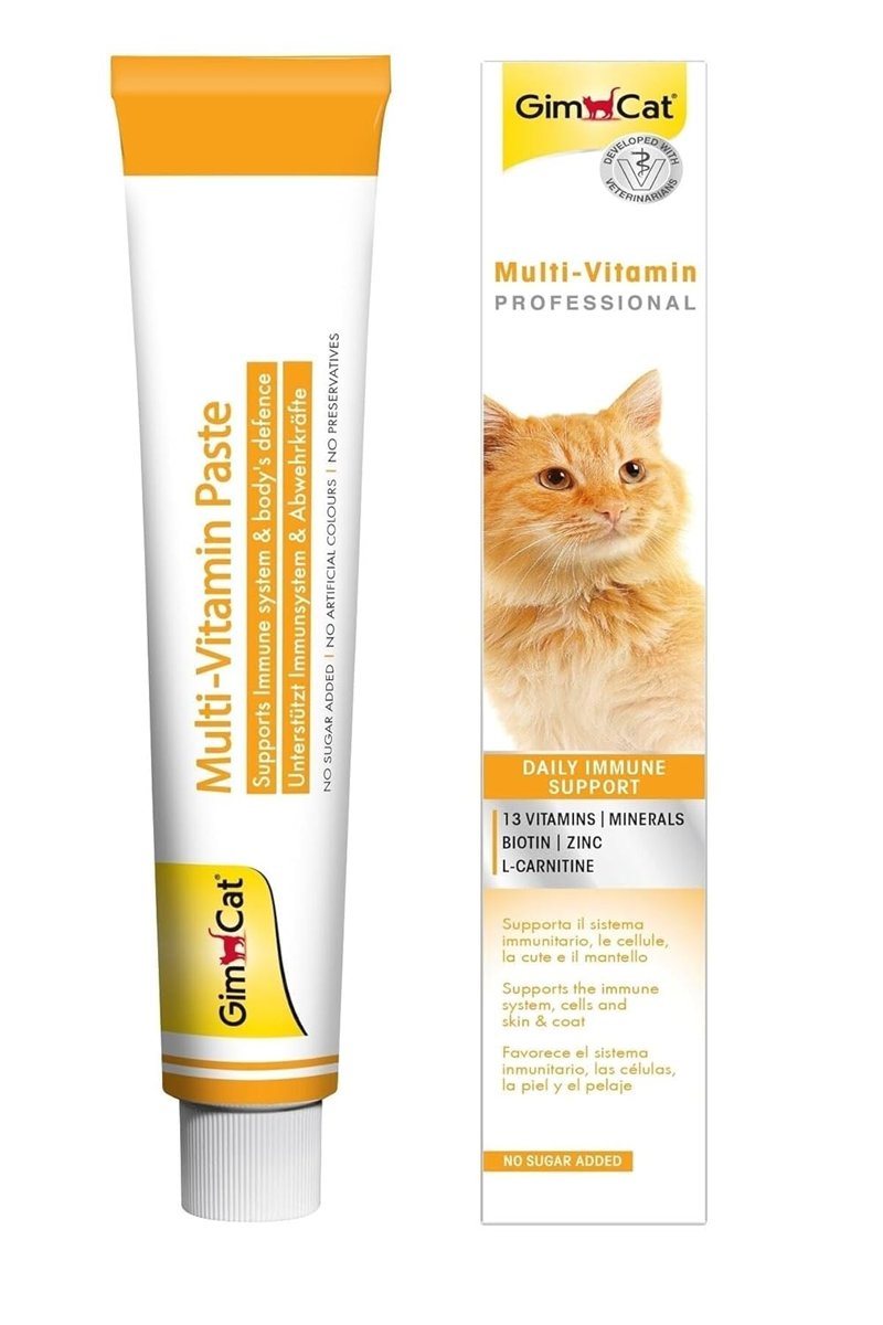GimCat Kediler İçin Multi-Vitamin, 100 g, Keten Tohumu Yağı (Omega-3 Yağ Asitleri, Dha ve Epa'nın Temelini Oluşturan Linolenik Asit İçerir), 12 Temel Vitamin