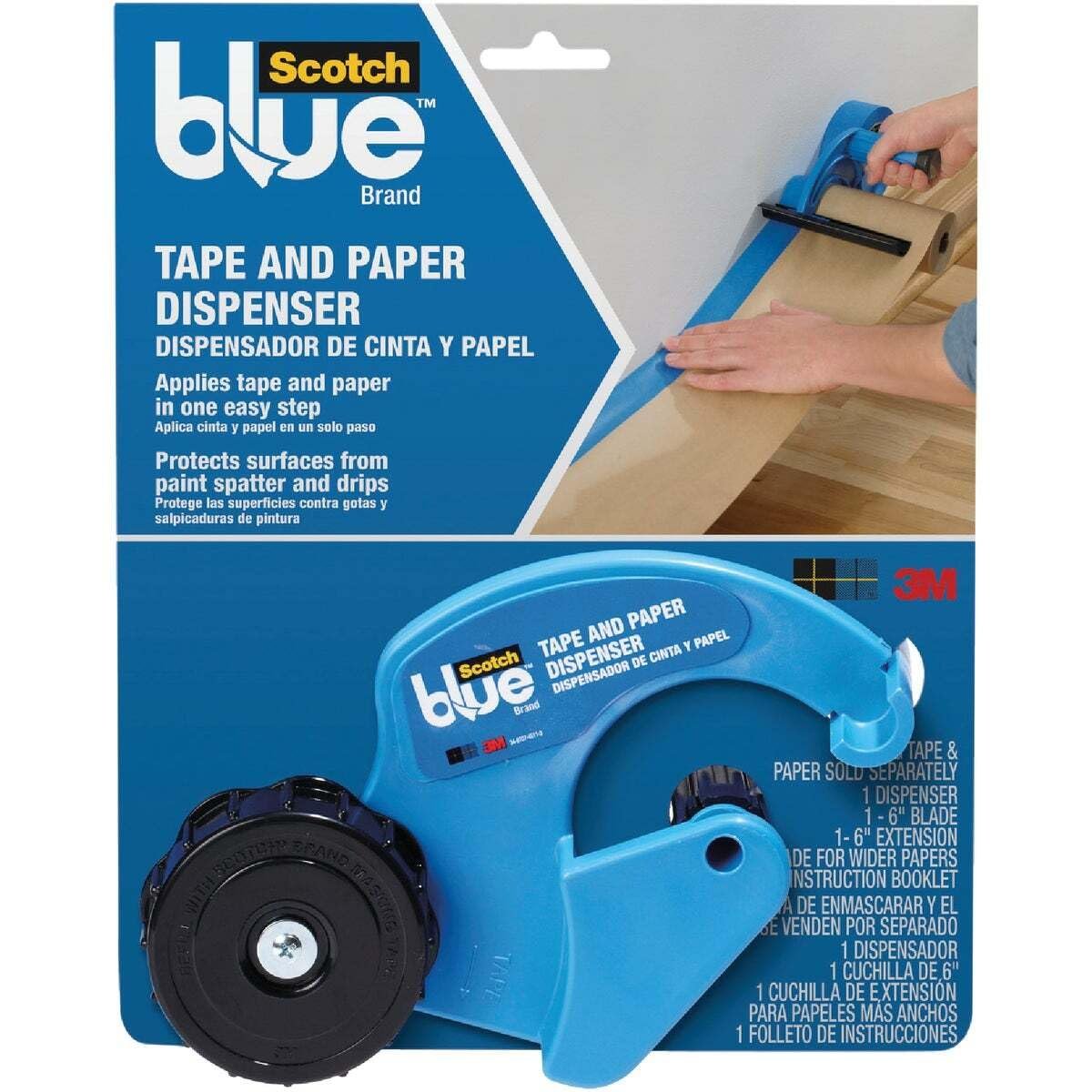 ScotchBlue 3M M1000 El Maskesi El Kapağı, Kapak Kağıdı için, Tüm Yapışkan Bant Genişlikleri için, Bıçaksız 1 Dispenser, Maskeleme Bandı ve Kağıt