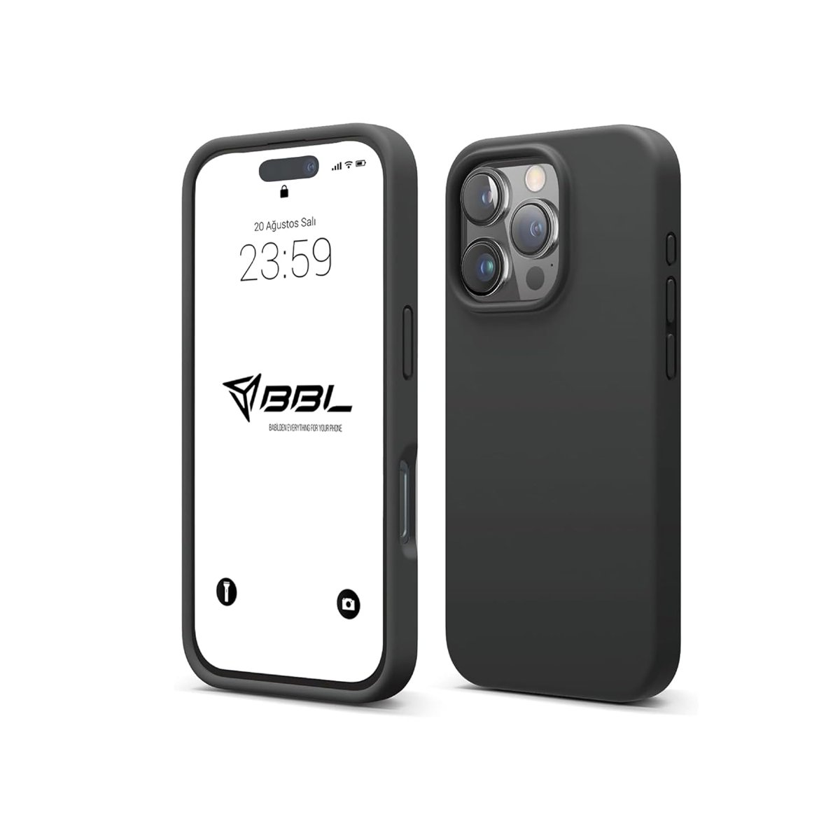 Babilden iPhone Kılıf İnce Sıvı Silikon 3 Katmanlı Tam Kaplamalı Yumuşak Jel Kauçuk Kılıf Kapak (Siyah, iPhone 16 Pro)
