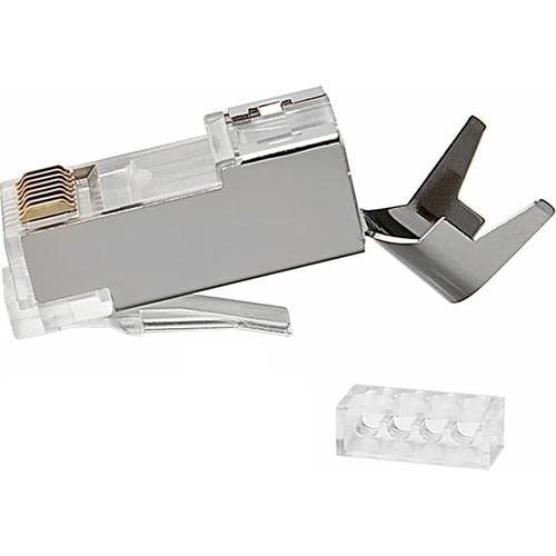 PrimeX Q-J710M Cat7 Metal RJ45 Konnektör, 10’lu Paket Cat7 Jack + Ayraç, Ethernet Network LAN Kablo