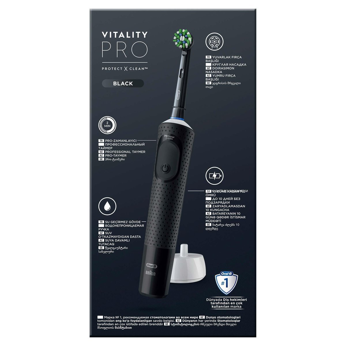 Oral-B Şarjlı/Elektrikli Diş Fırçası Vitality Pro Siyah Koruma ve Temizlik