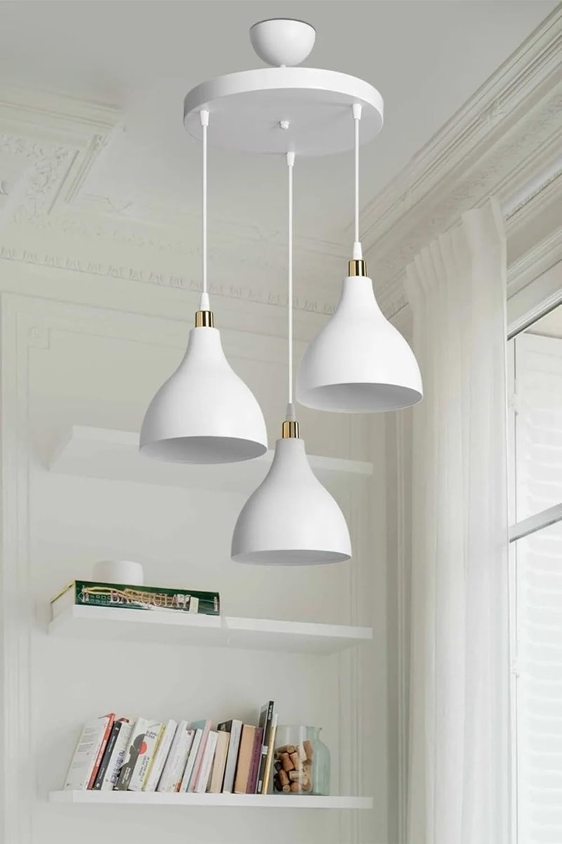 AG LightDesign 3'lü Asma Beyaz Sarkıt Avize Yatak Odası Salon Mutfak Koridor Lamba 17 AGnm25