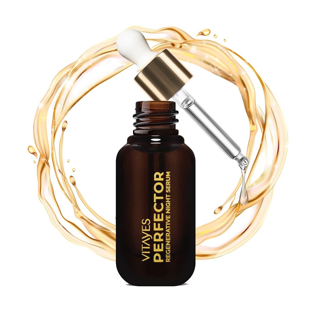 Vitayes Herbaglow NRG ve hiyalüronik asit içeren gece serumu, yüz bakımı için yenileyici etki 30 ml