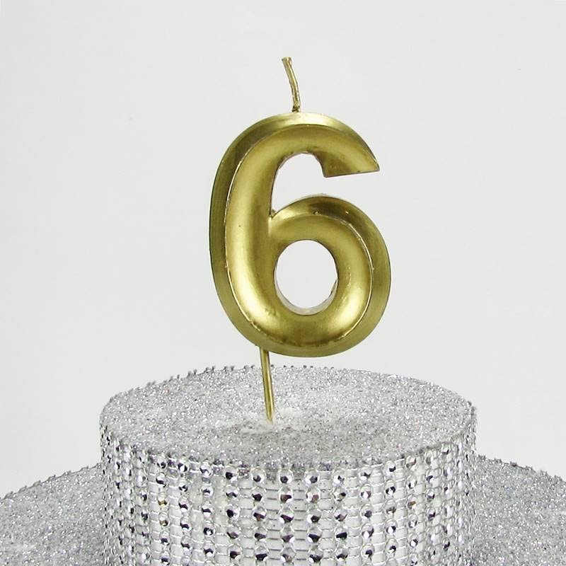 PARTİ VİTRİNİ 6 Altı Rakamlı Gold (Altın) Mum 6.5 Cm