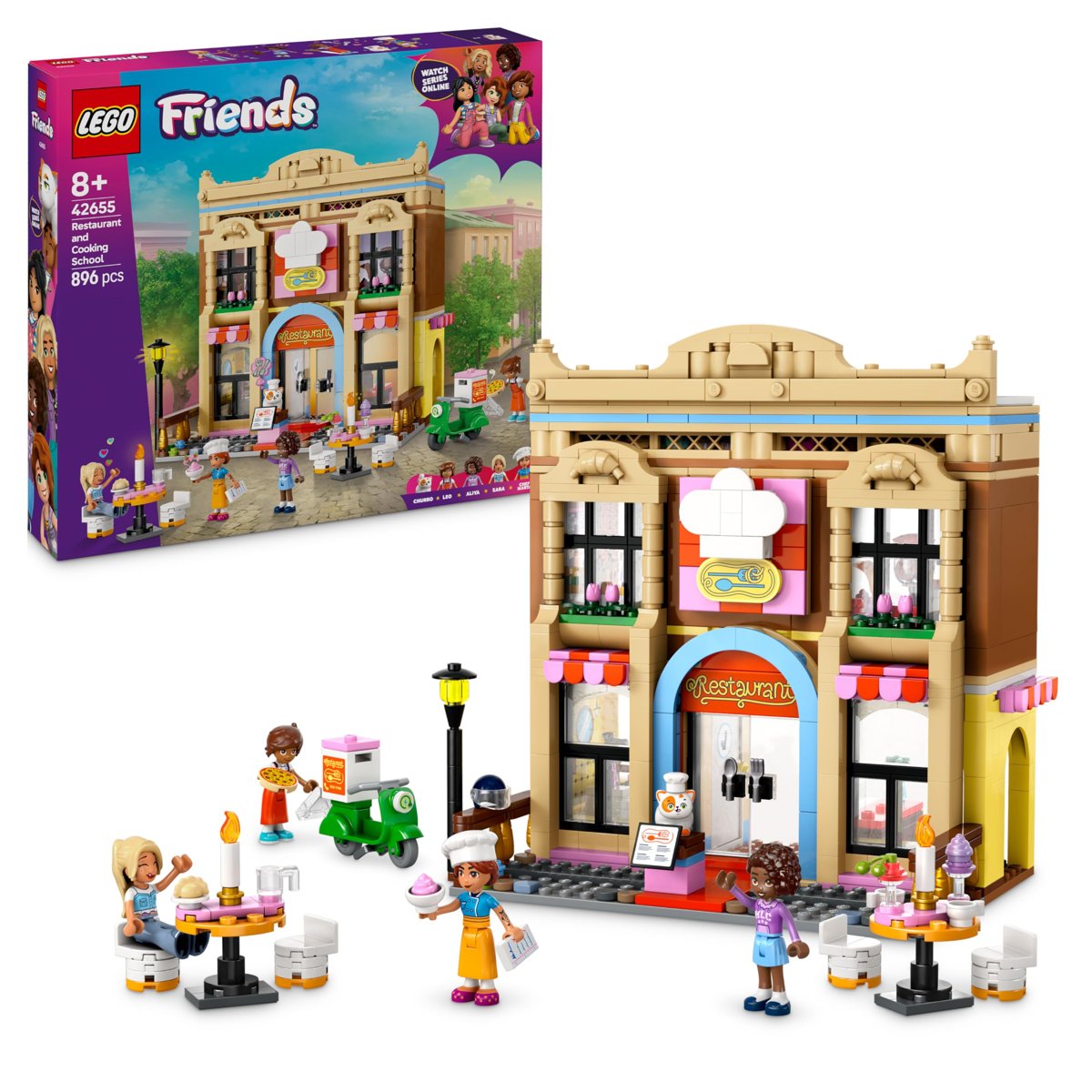 LEGO Friends Restoran ve Aşçılık Okulu 42655-8 Yaş ve Üzeri Erkek ve Kız Çocukları için Mini Bebek İçeren Yaratıcı Oyuncak Yapım Seti, Doğum Günü Hediyesi (896 Parça)