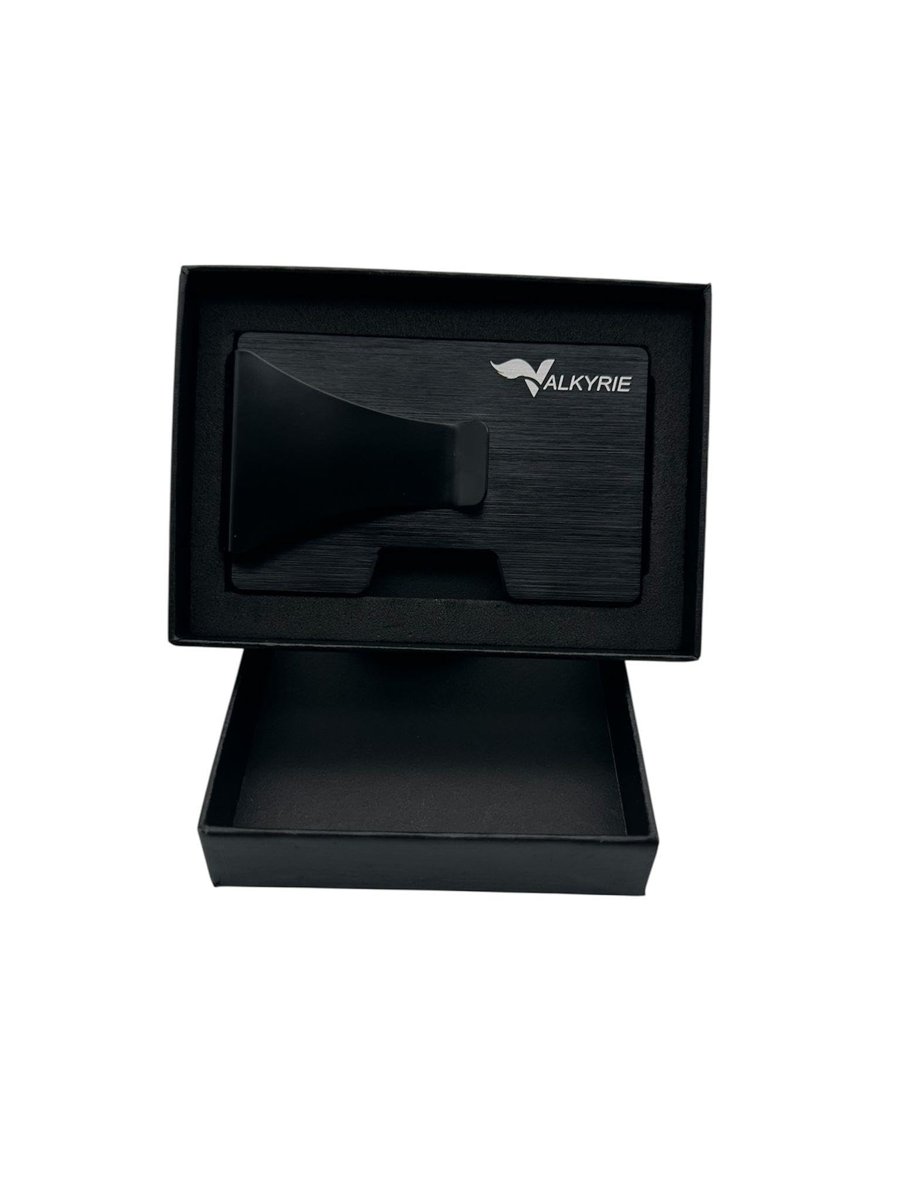 Valkyrie Akıllı Mekanizmalı Metal Kartlık RFID Korumalı Şık Dayanıklı 15-25 Kart Kapasiteli Cüzdan Kartlık Siyah