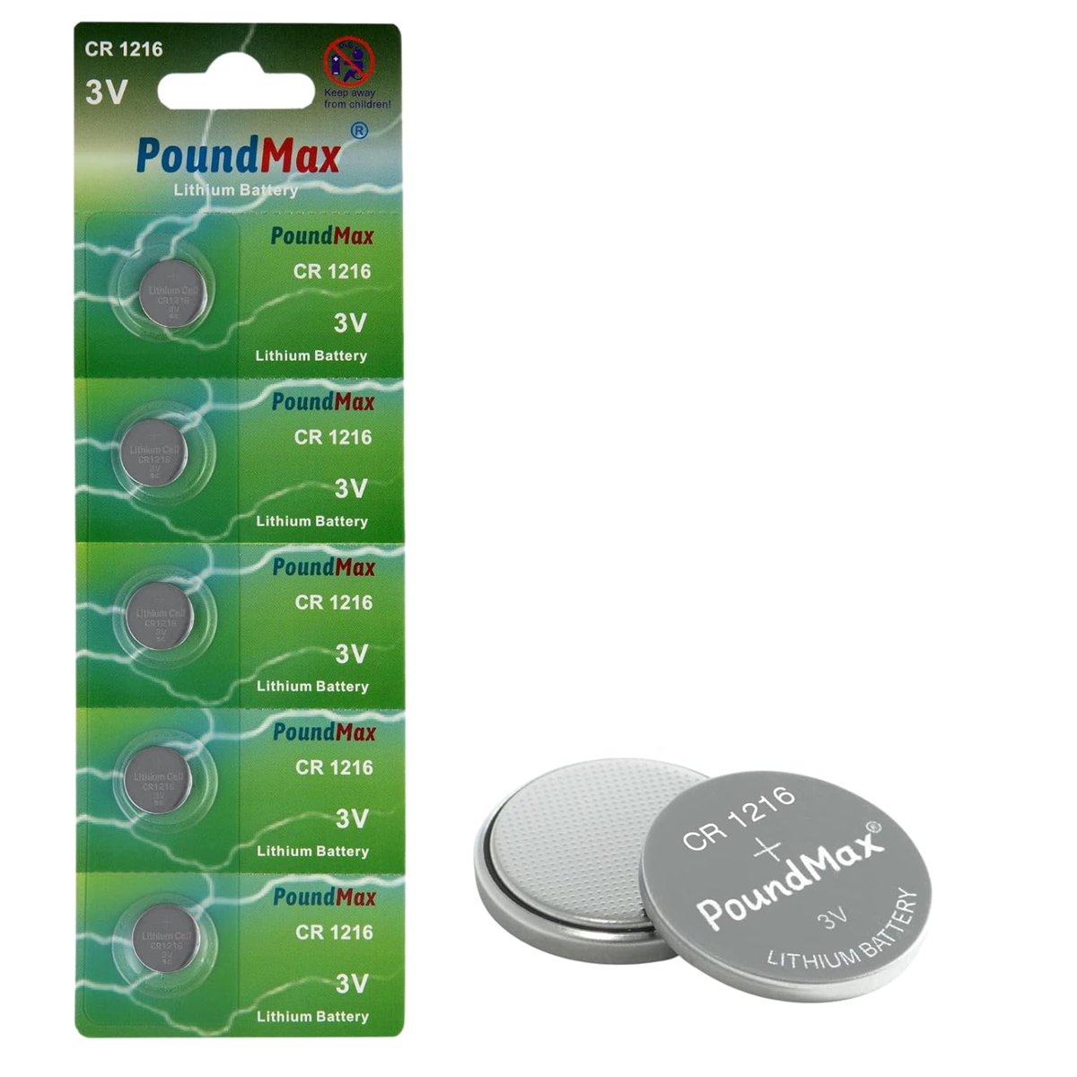 PoundMax 1216 DL1216 3V Lityum Düğmeli Pil (5'li Paket)