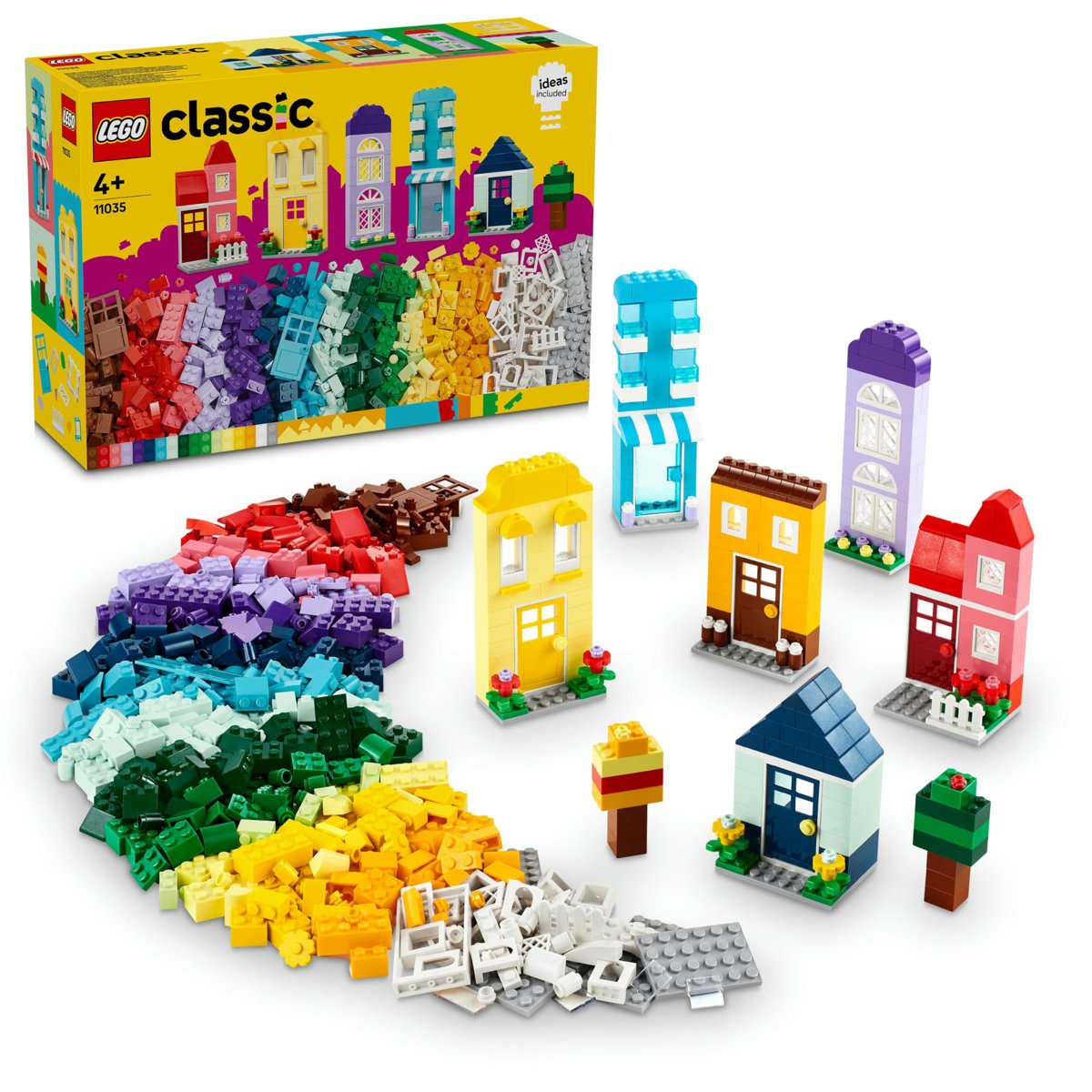LEGO Classic Yaratıcı Evler 11035-4 Yaş ve Üzeri Çocuklar için 6 Adet Ev Figürü İçeren Yaratıcı Oyuncak Yapım Seti (850 Parça)
