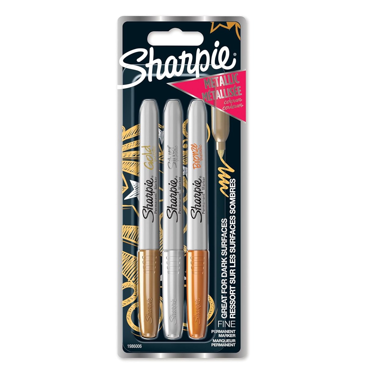 Sharpie Metalik Markör, Karışık 3'lü Paket