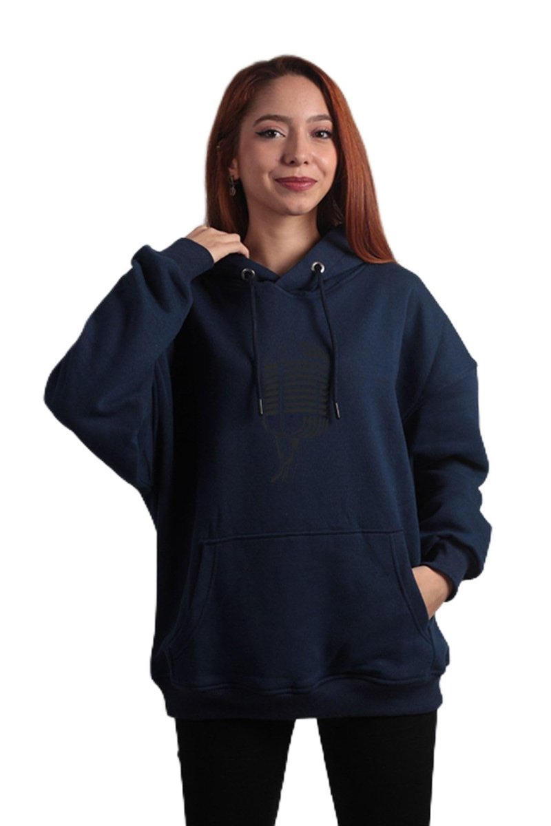 To Cosmos Oversize Hoodie Mikrofon Lacivert Sweatshirt, M