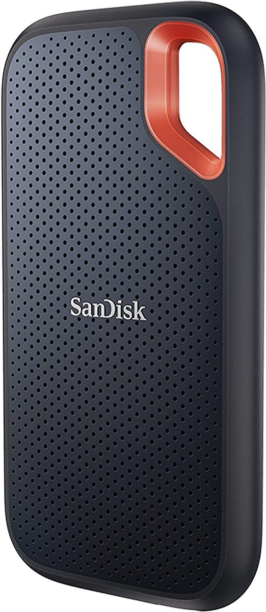 SanDisk Extreme Portable SSD 1 TB (taşınabilir NVMe SSD, USB-C, 1.050 MB/sn'ye kadar okuma hızı ve 1.000 MB/s yazma hızı, su ve toza dayanıklı) SDSSDE61-1T00-G25