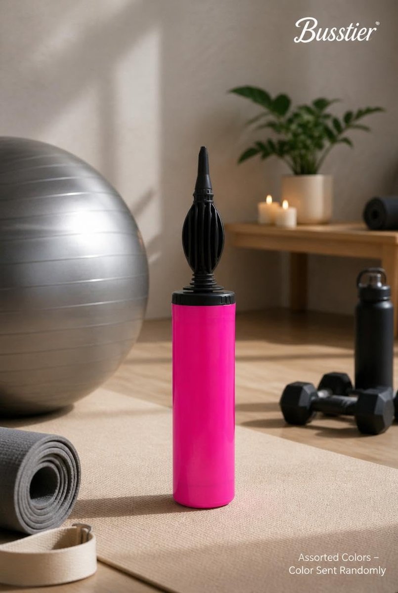 Busstier Manuel Hava Pompası, Pilates Topu ve Şişme Egzersiz Ekipmanları İçin El Tipi Şişirme Pompası, Asorti Renk