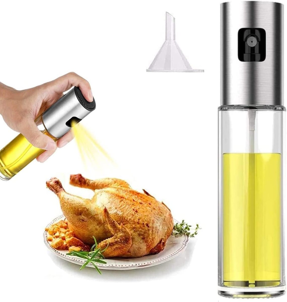 Yağ püskürtücü şişe, 100 ml sirke püskürtücü, sos spreyi, ızgara, zeytinyağı cam şişe, mutfak, pişirme, salata, ekmek pişirme, barbekü için (1 adet)
