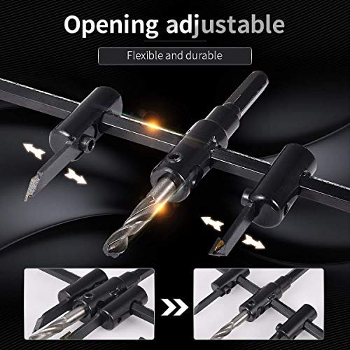AEE® Ayarlanabilir Alçı Panç Delme Aparatı – 2 Bıçaklı Daire Testeresi – 30mm-200mm Delik Açma – Matkap Ucu ve Anahtar Dahil