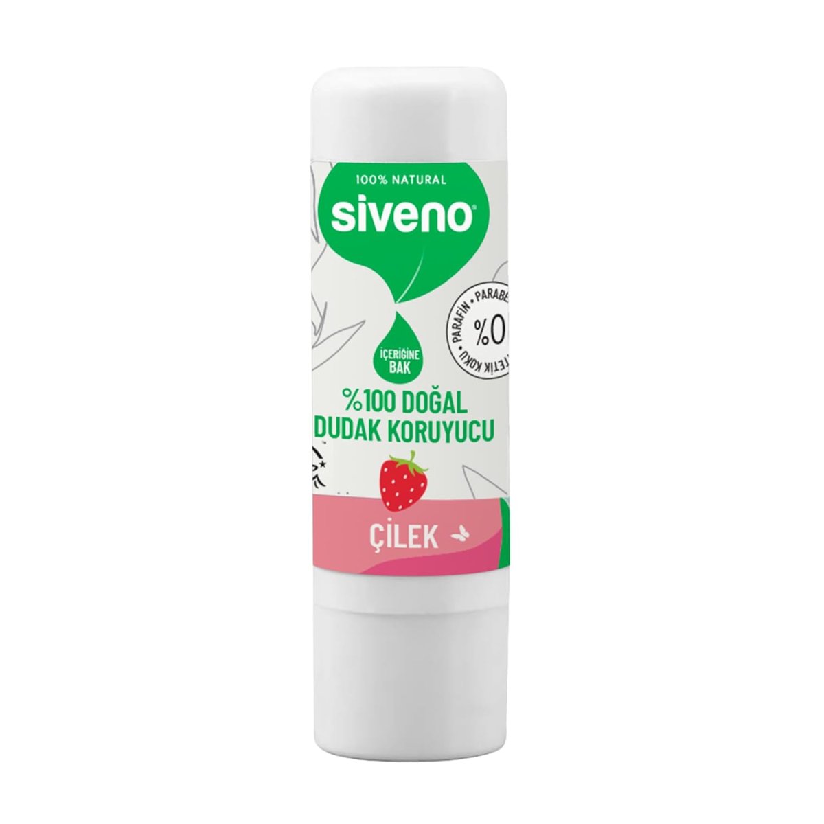 Siveno%100 Doğal Dudak Koruyucu Çilek Bitkisel Lipbalm Dudak Kremi Nemlendirici Parlatıcı Onarıcı 6G