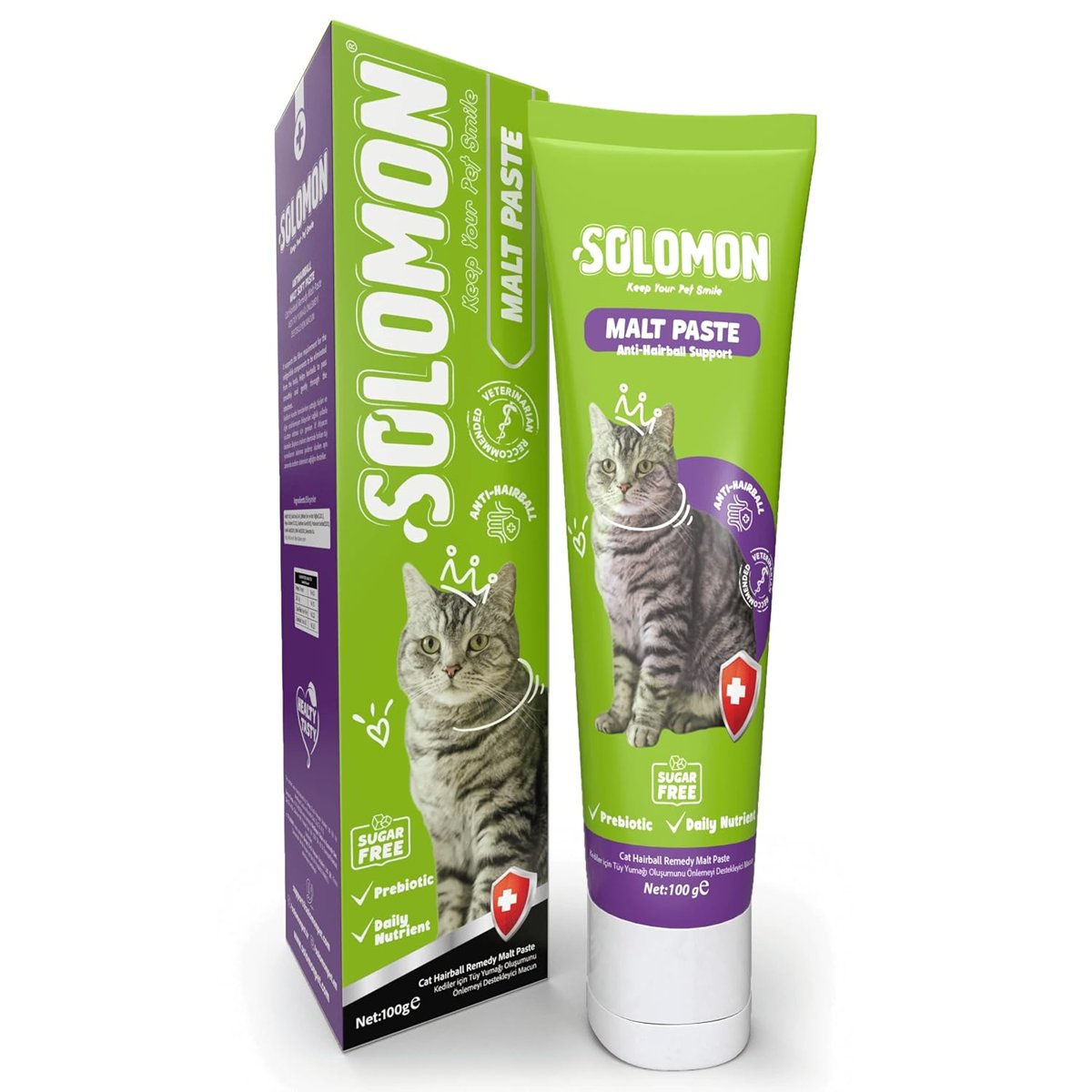 Solomon Malt Paste 100 Gr Kedi Tüy Yumağı Önlemeyi Destekleyen Malt Macunu