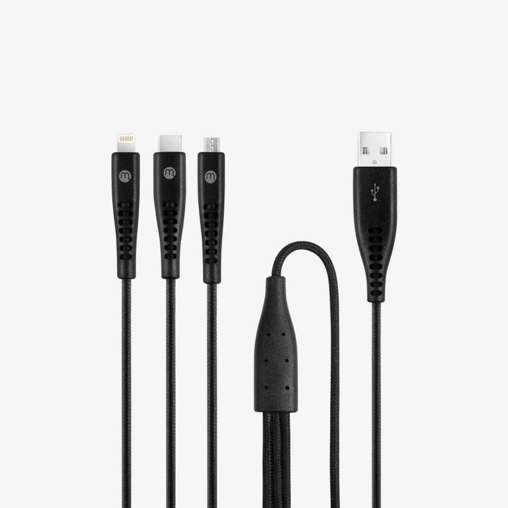 Mojue by Ttec Trio Şarj Kablosu USB-A - USB-C/Lightning ile Uyumlu/Micro USB 150cm - Siyah ((2 yıl T