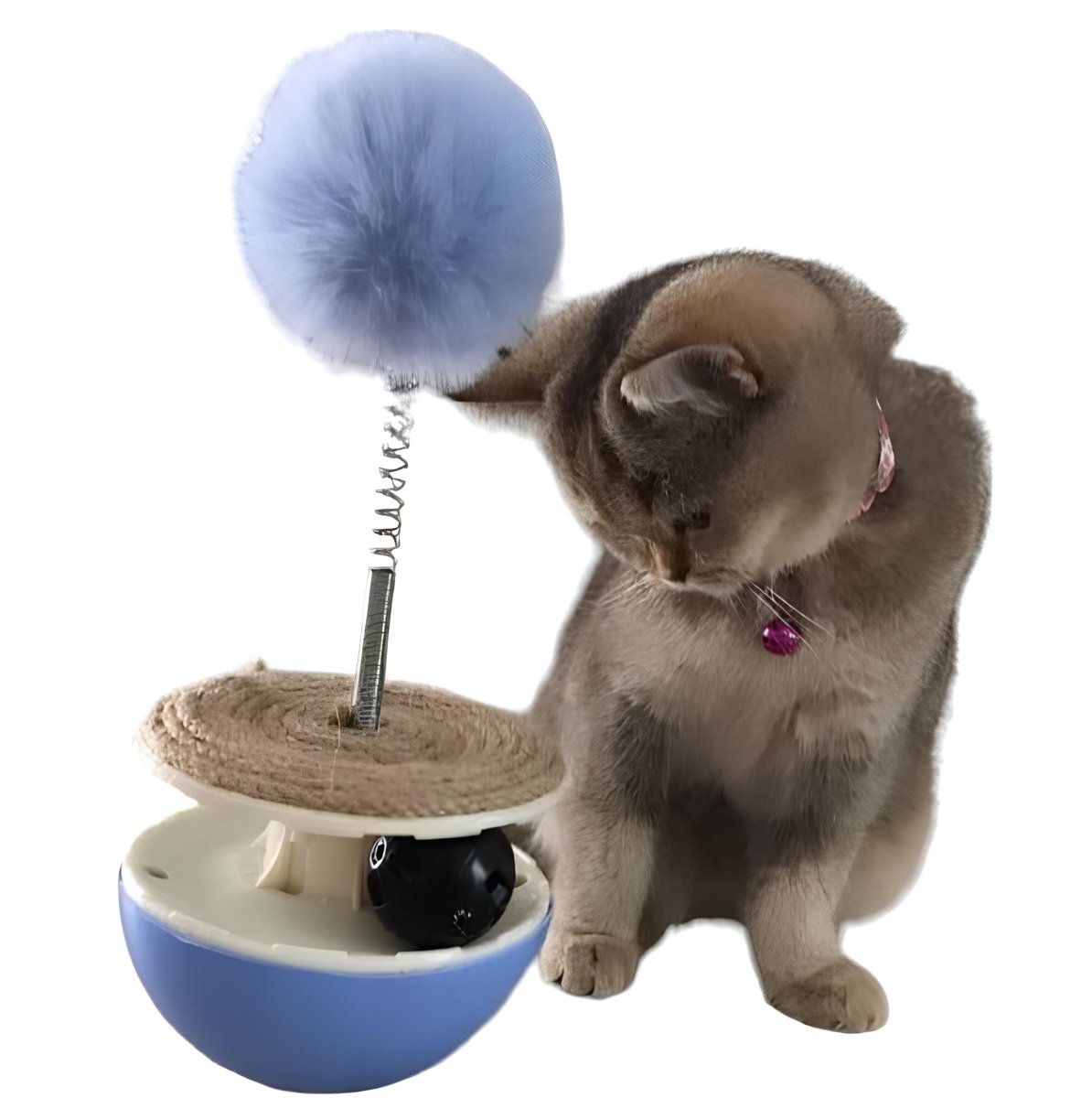 AEE® 5 Özellikli İnteraktif XL Kedi Oyuncağı Hacıyatmaz Tüylü Peluş Tırmalama İpi Zilli Top Tower of