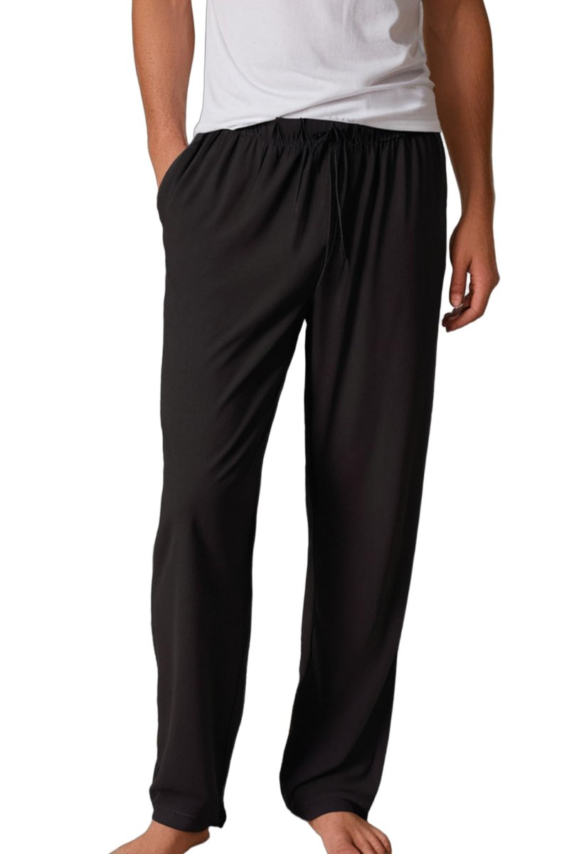 Elemge%100 Pamuk Premium Esnek Kumaş Regular Pijama Altı Beli Lastikli İpli Cepli Terletmez Siyah Er