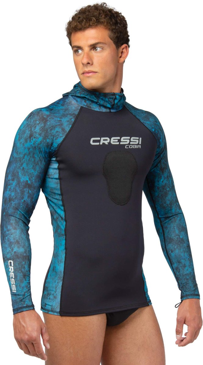 Cressi Üniseks Cobia Hunter Rash Guard Rash Guard su sporları ve göğüs kemiği koruması için kapüşonl
