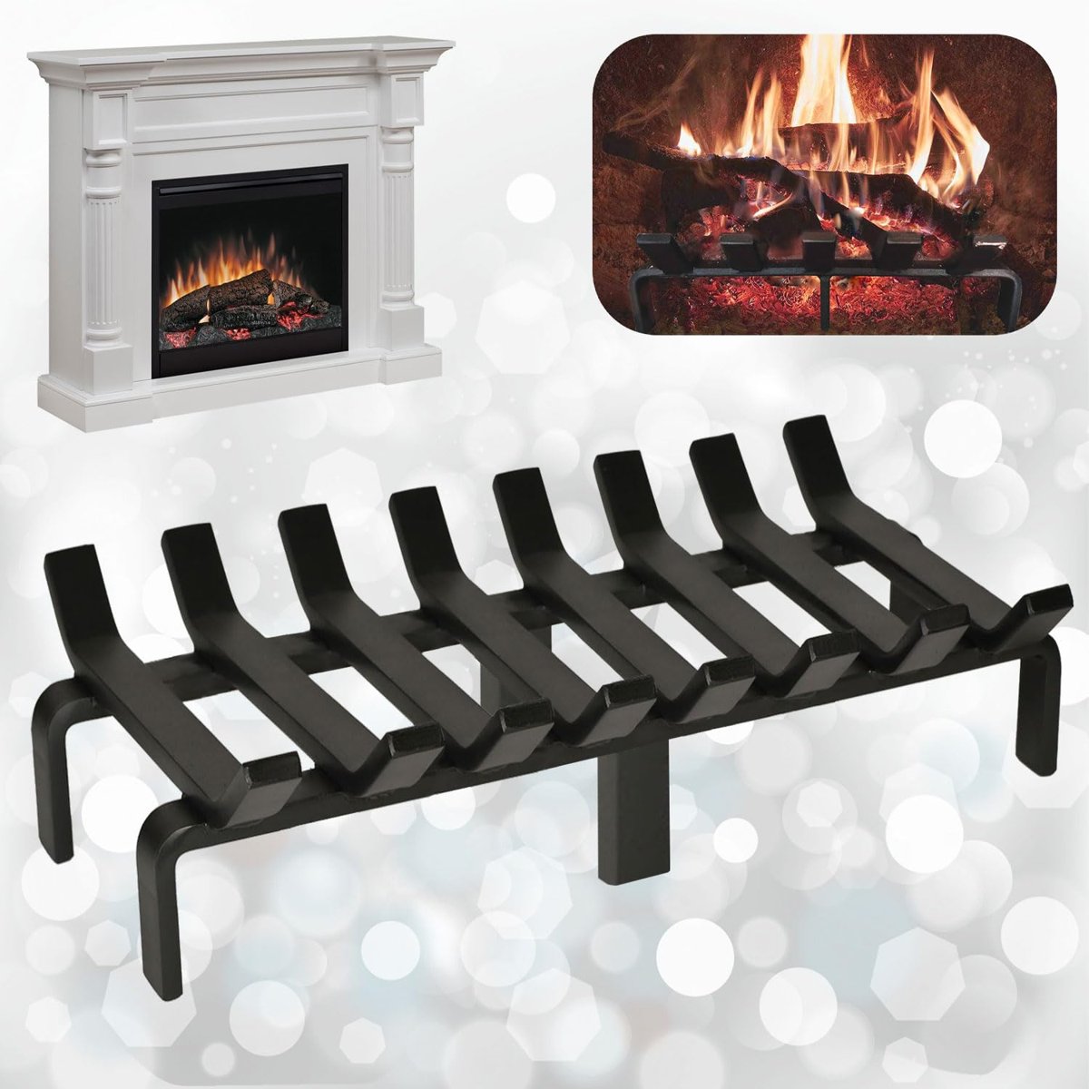 AKTEPE GROUP 48 cm x 32 cm 8 Çubuklu Ekstra Şömine Izgarası Dar Gözlü Izgara