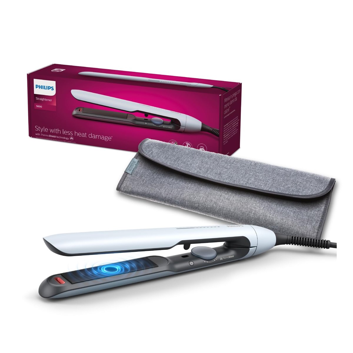 Philips Saç Düzleştirici, Bukle Özellikli, Argan Yağlı Plaka, ThermoShield, İyonik Bakım, Hızlı Isınma, Geniş Sıcaklık Ayarı, Isıya Dayanıklı Kılıf Hediyeli, BHS520/00
