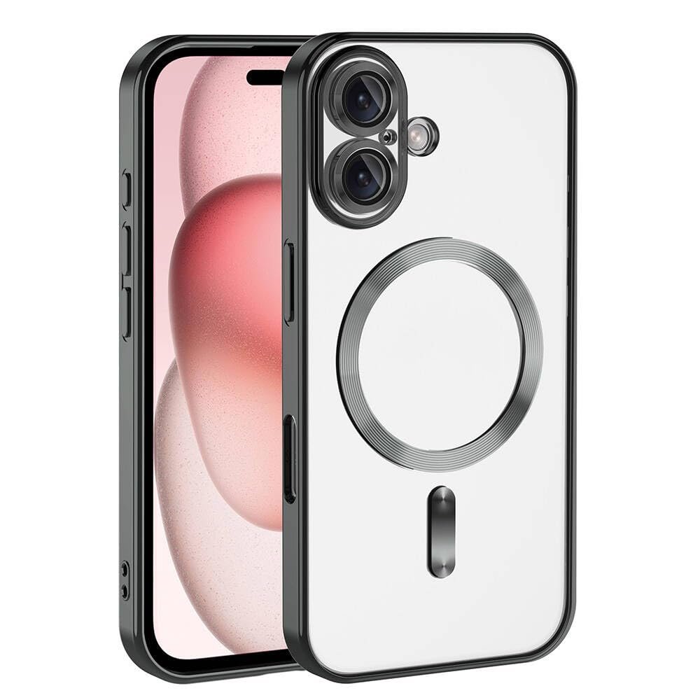Zore Apple ile uyumlu iPhone 16 Kılıf Kamera Korumalı M-safe Wireless Şarj Özellikli Zore Demre Kapak Siyah
