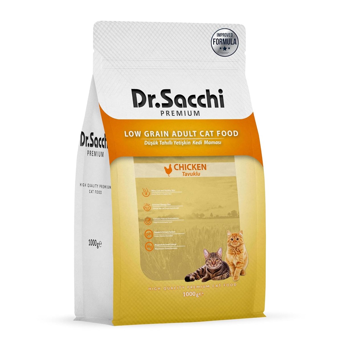 Dr.Sacchi Premium Düşük Tahıllı Tavuklu Yetişkin Kedi Maması 1 kg