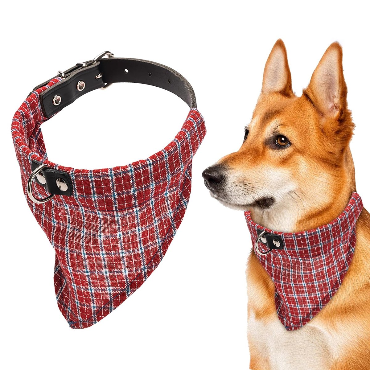 Karlie Deri Bandanalı Köpek Boyun Tasması, 57 cm, Kırmızı