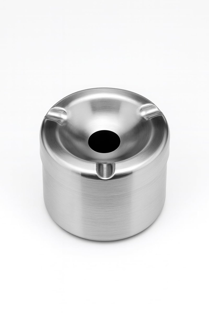 Busstier Gümüş Metal Kapaklı Küllük, Portatif ve Modern Tasarım Kül Tablası, Araç İçin Uygun Rüzgar Geçirmez Küllük, Lüks Gümüş Rengi Masaüstü Kül Tepsisi, Kolay Temizlenir Dış Mekan Küllüğü