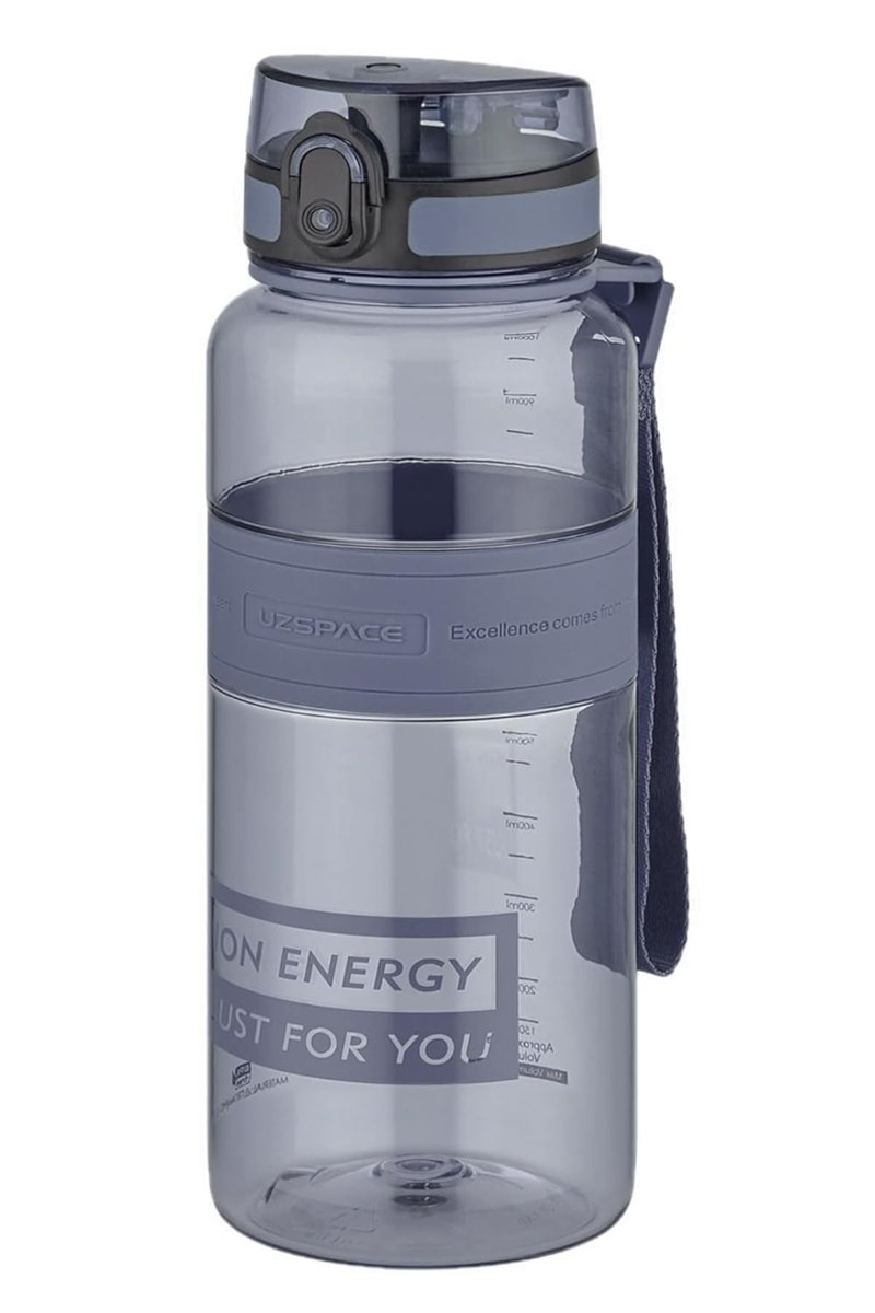 Uzspace Tritan Su Matarası 1000ml 1 Litre Büyük Boy Yenilenen Renkler Gri