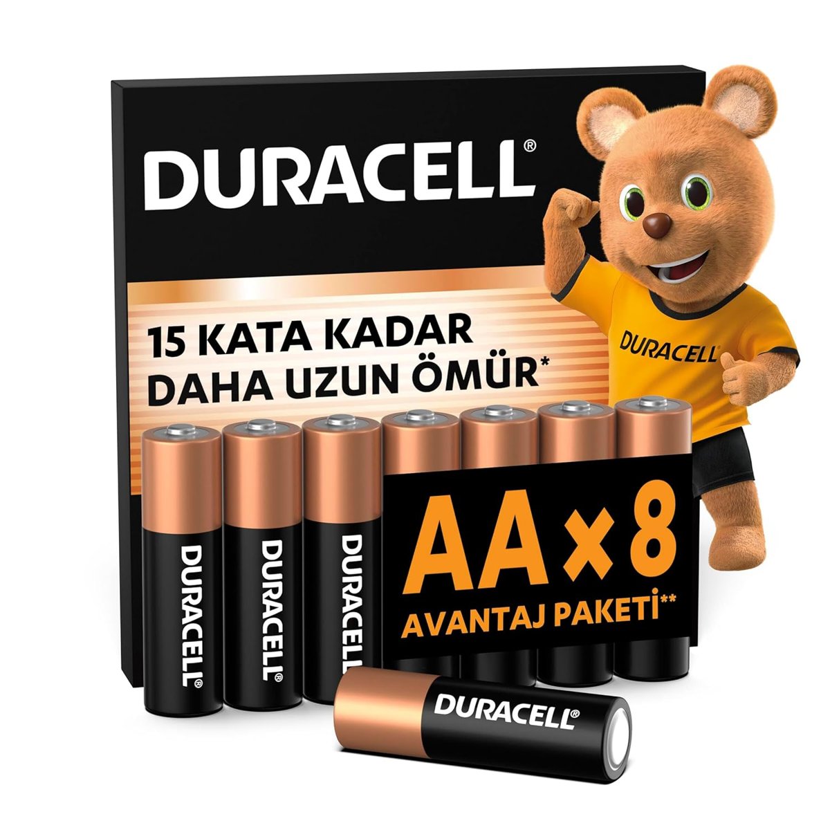 Duracell AA Alkalin Kalem Pil (8'Li Paket) 1,5 V Lr6/Mn1500