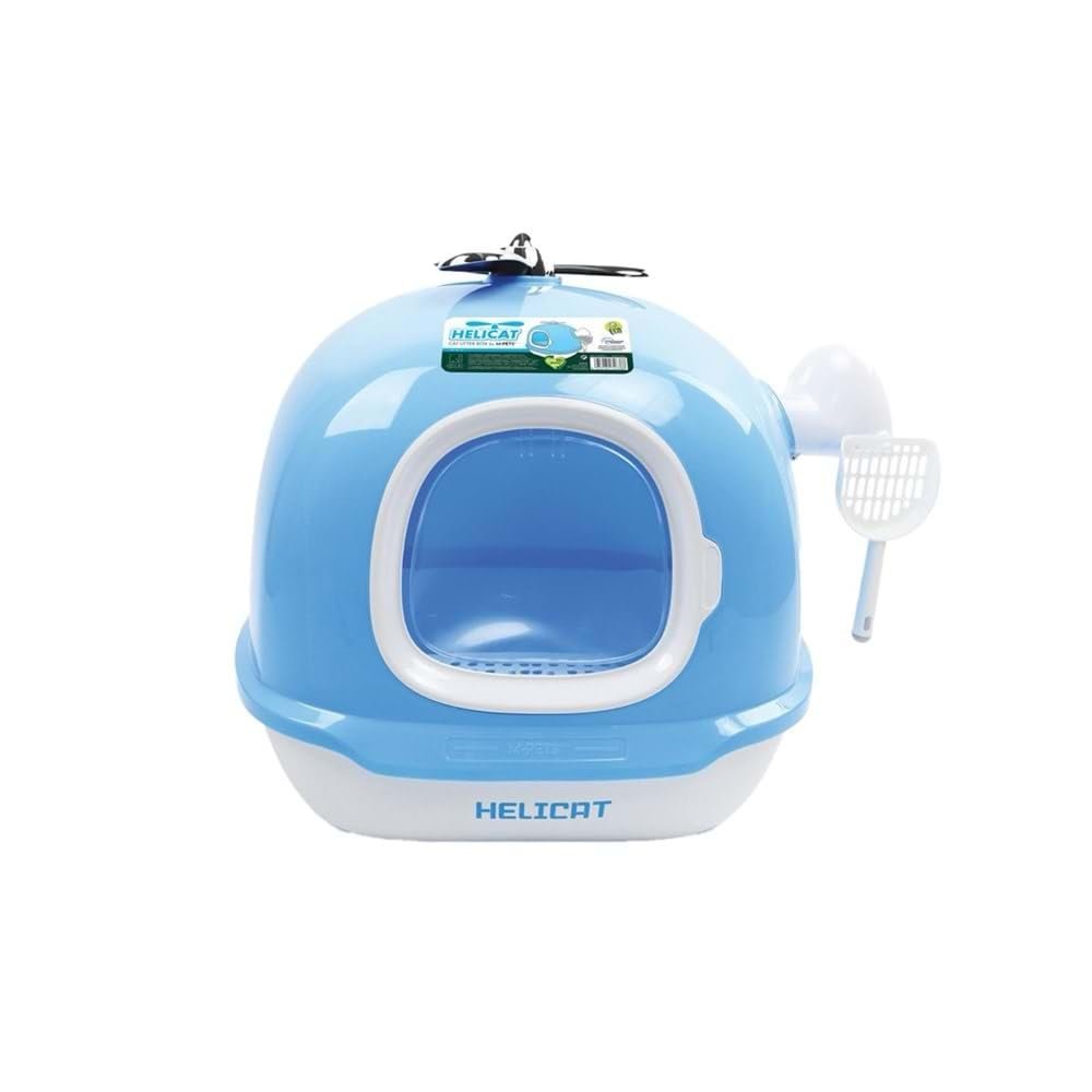 M-PETS HELICAT KAPALI KEDİ TUVALETİ SKYBLUE/WHİTE