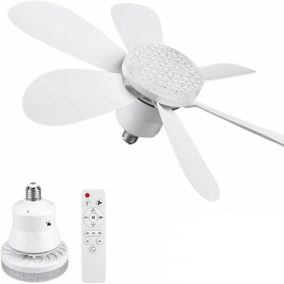 AEE® 2’si 1 Arada Tavan Vantilatör & Avize Lamba 52 cm Kumandalı | 6 Kanat | 3 Kademe Hız | Beyaz-Sarı-Doğal Işık | Sinek Kovucu