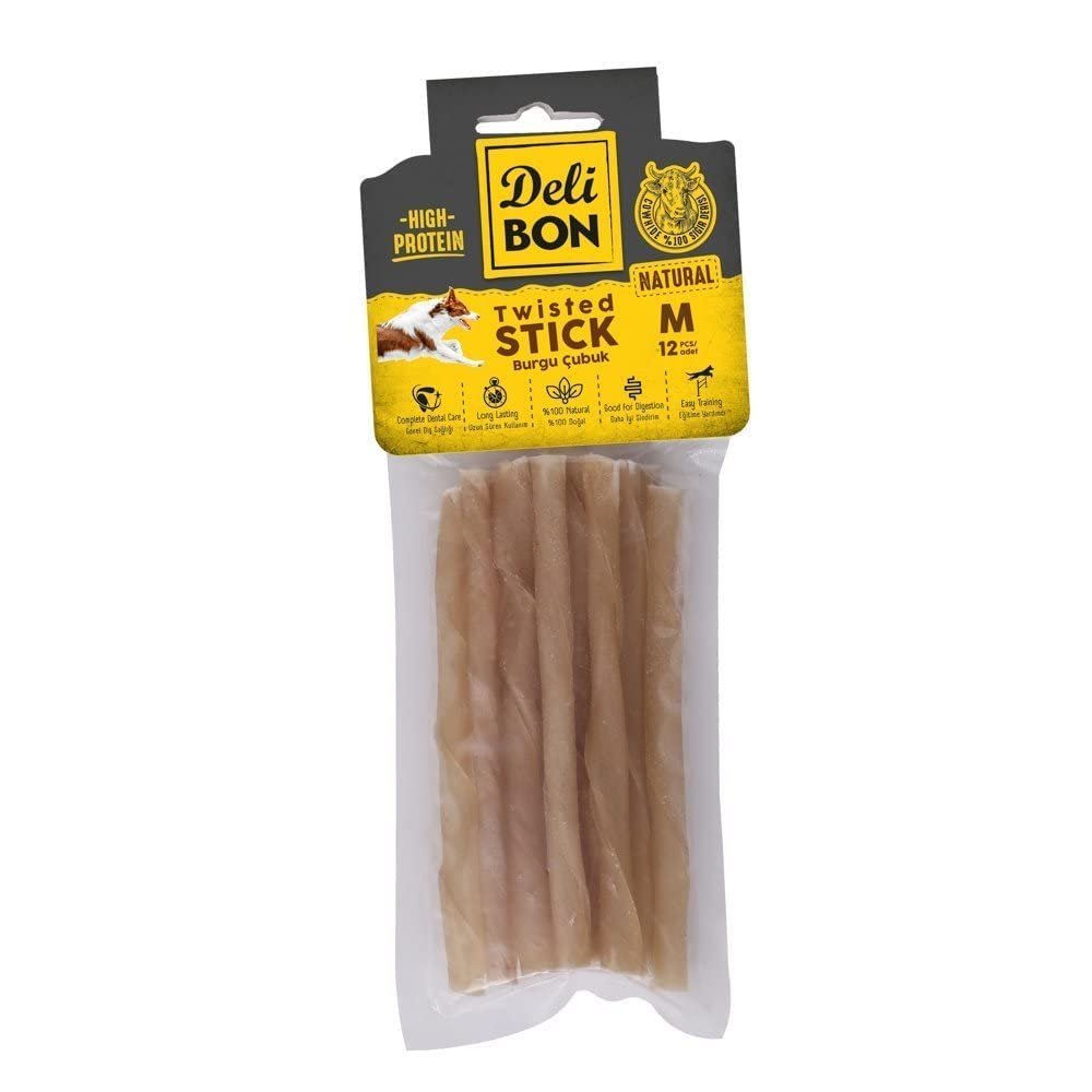 Doggie Delibon Gerçek Deriden Kalın Burgu Çubuk, Thıckx12Pcs., Natural