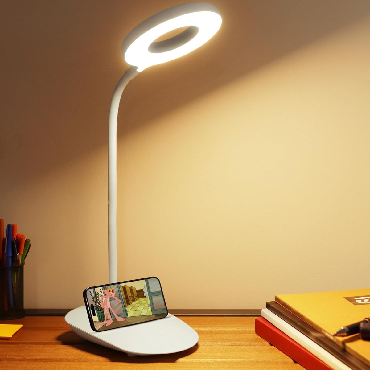 Telvesse Masa Lambası Dokunmatik 3 Renk 24 Led Telefon Standlı Kademeli Çalışma Okuma Işığı Gece Lam