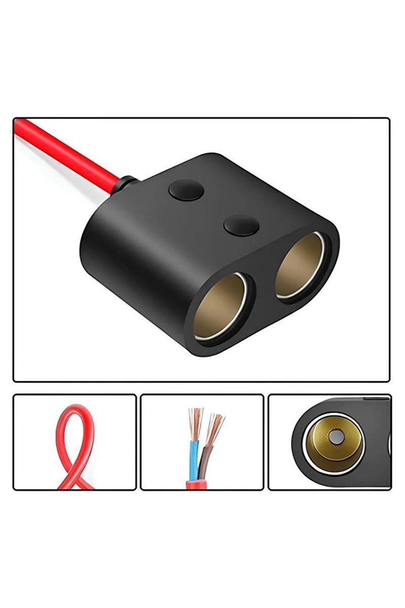 Derwell 1.5 Metre Çakmak Uzatma Kablosu 2li 12v/24v Çakmak Çoklayıcı 2 Port Oto Çakmak Çoğaltıcı Kablo, Drwl2portckmk2