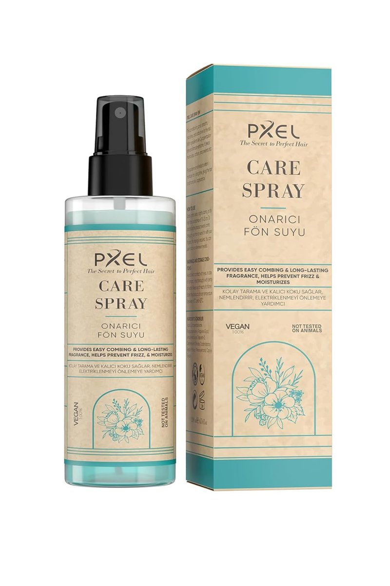 PXEL Çift Fazlı Isı Koruyucu ve Onarıcı Fön Suyu 200 ML – Vegan, Durulanmayan Saç Bakım Spreyi, Tüm