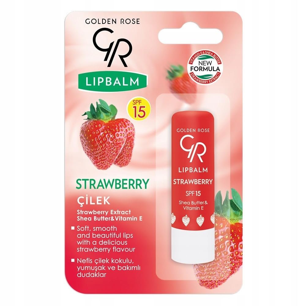 Golden Rose Lip Balm No: 04 Strawberry SPF 15 - Çilek Aromalı Dudak Nemlendiricisi