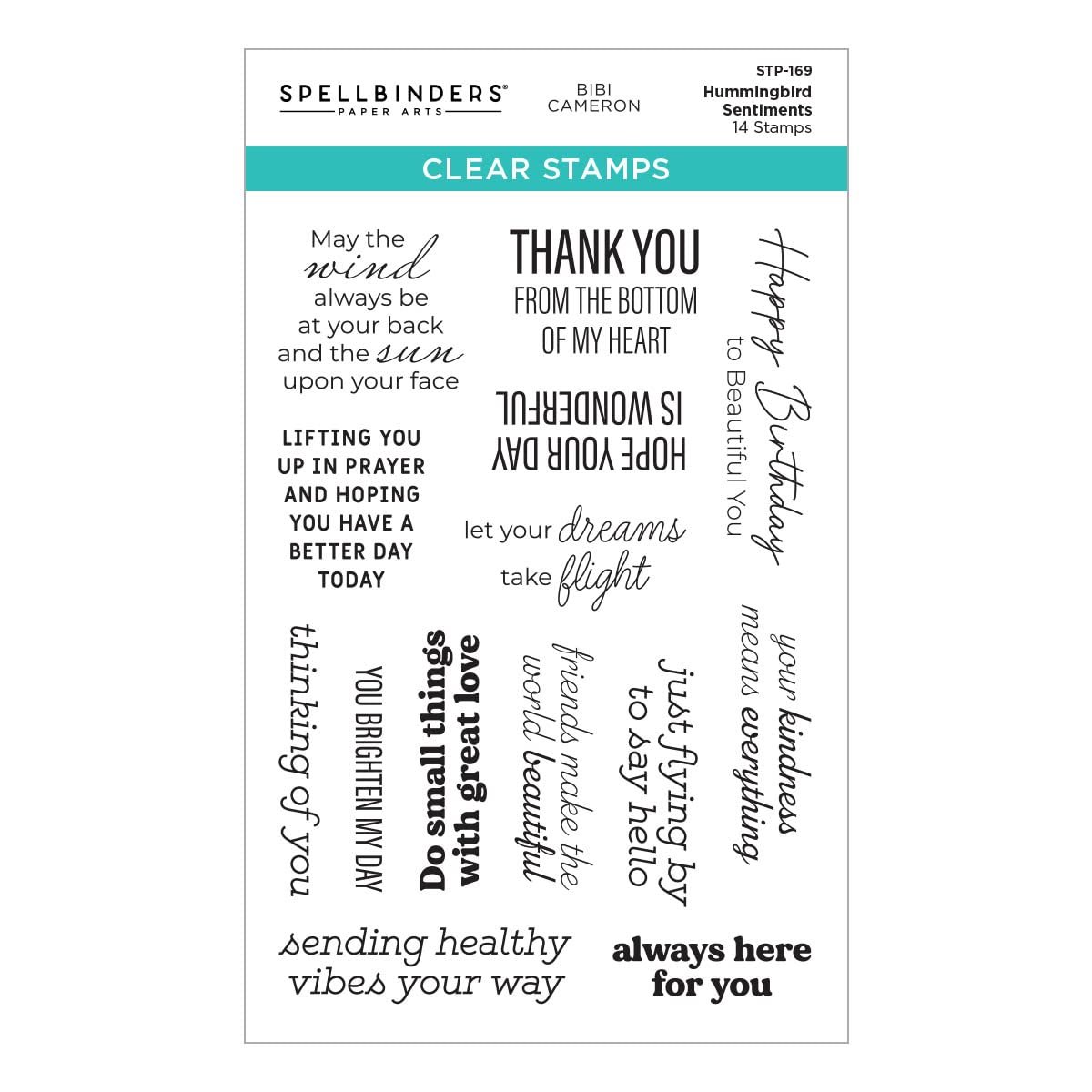 SPELLBINDERS PAPERCRAFTS, INC Clear Spellbinders Acyrlic Stamps by Bibi Cameron-Hummingbird Sentiments