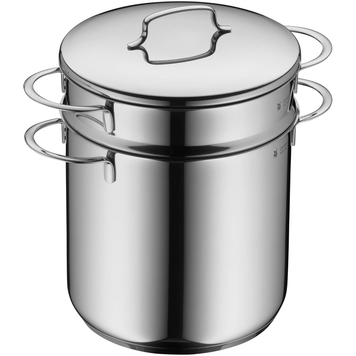 WMF Mini Makarna Tenceresi, 18 cm, 3 L, Metal Kapaklı ve Süzgeç Sepetli, Cromargan® Yüksek Kaliteli Parlak Paslanmaz Çelik, İndüksiyon Uyumlu, İstiflenebilir
