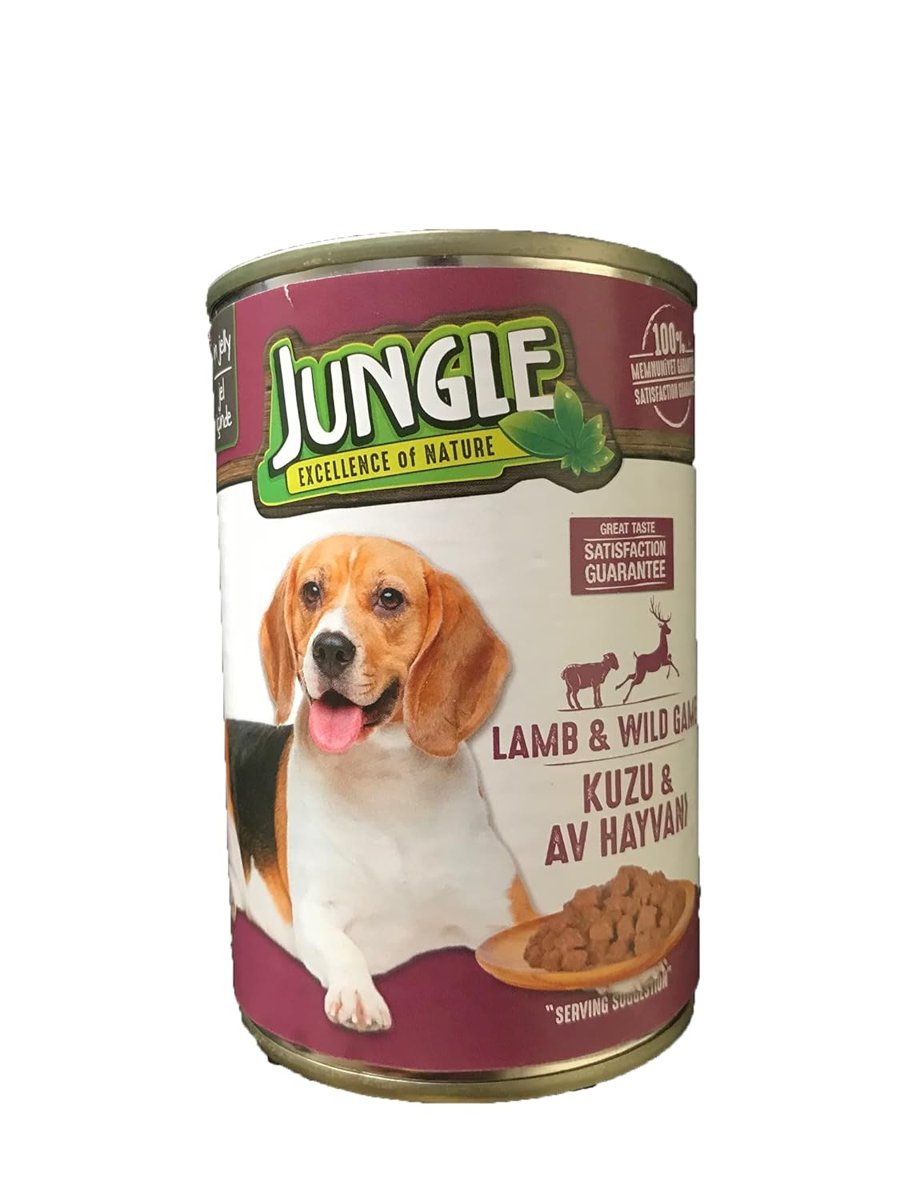 Jungle Kuzu Etli-Av Hayvanlı Köpek Konservesi, 415 g
