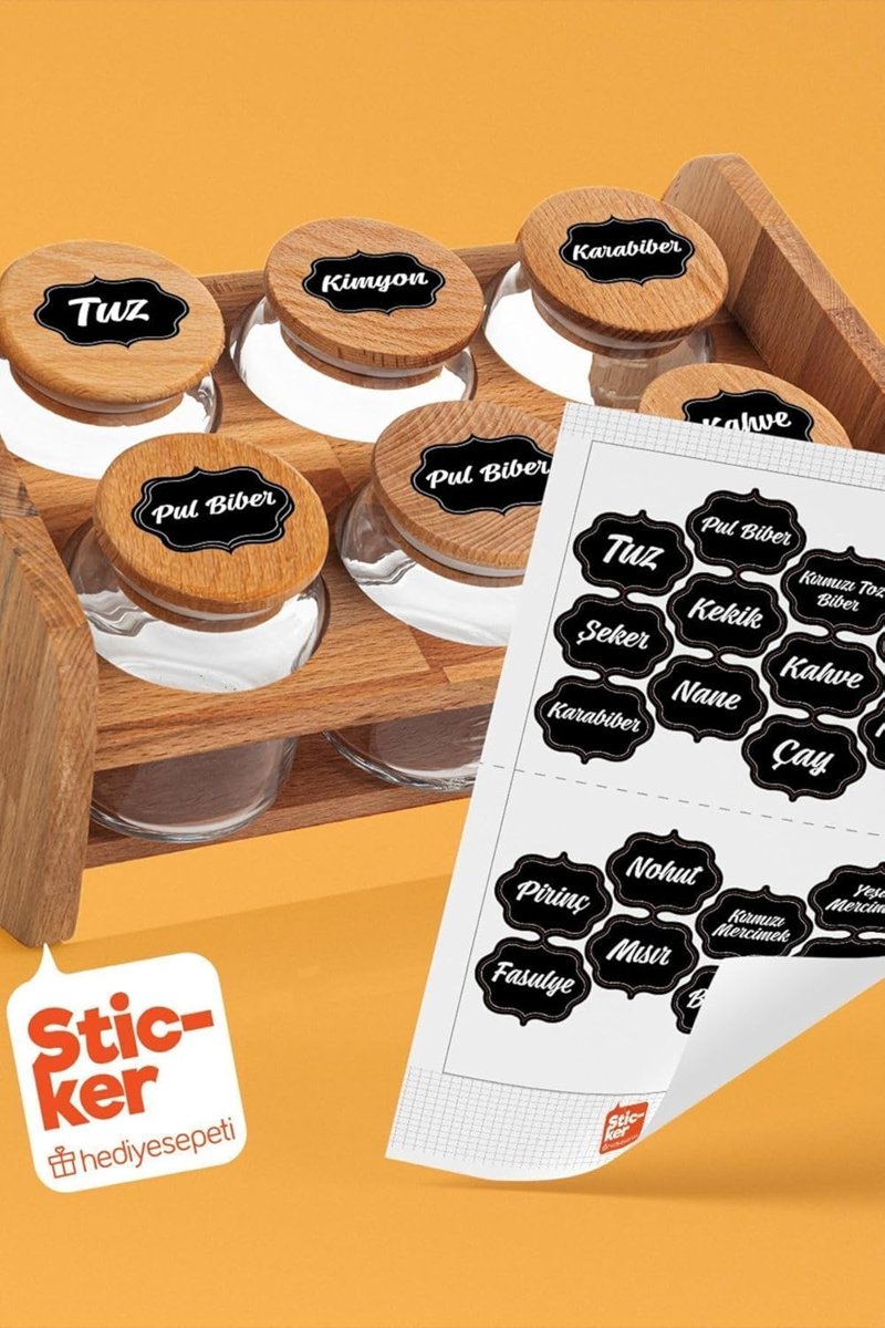 Hediyesepeti 20 Adet Baharat  Bakliyat Kavanoz Etiketi Sticker