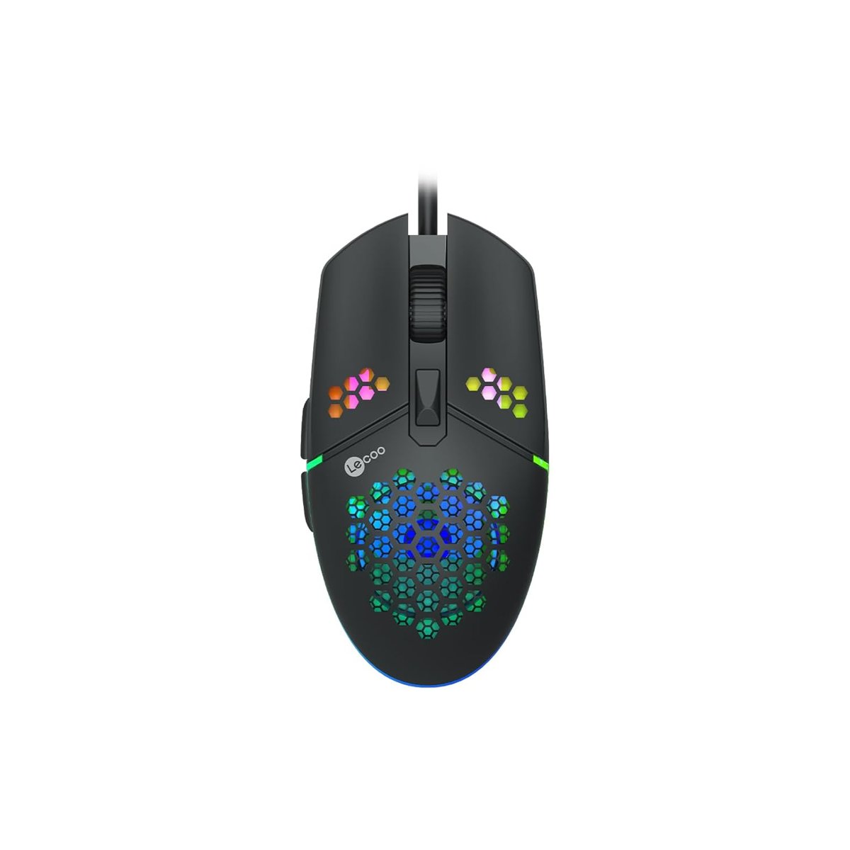 Lecoo MS105 Kablolu 3200DPI 6 Tuşlu RGB LED Aydınlatmalı 103gr Ağırlık Optik Sensör Oyuncu Mouse Siyah