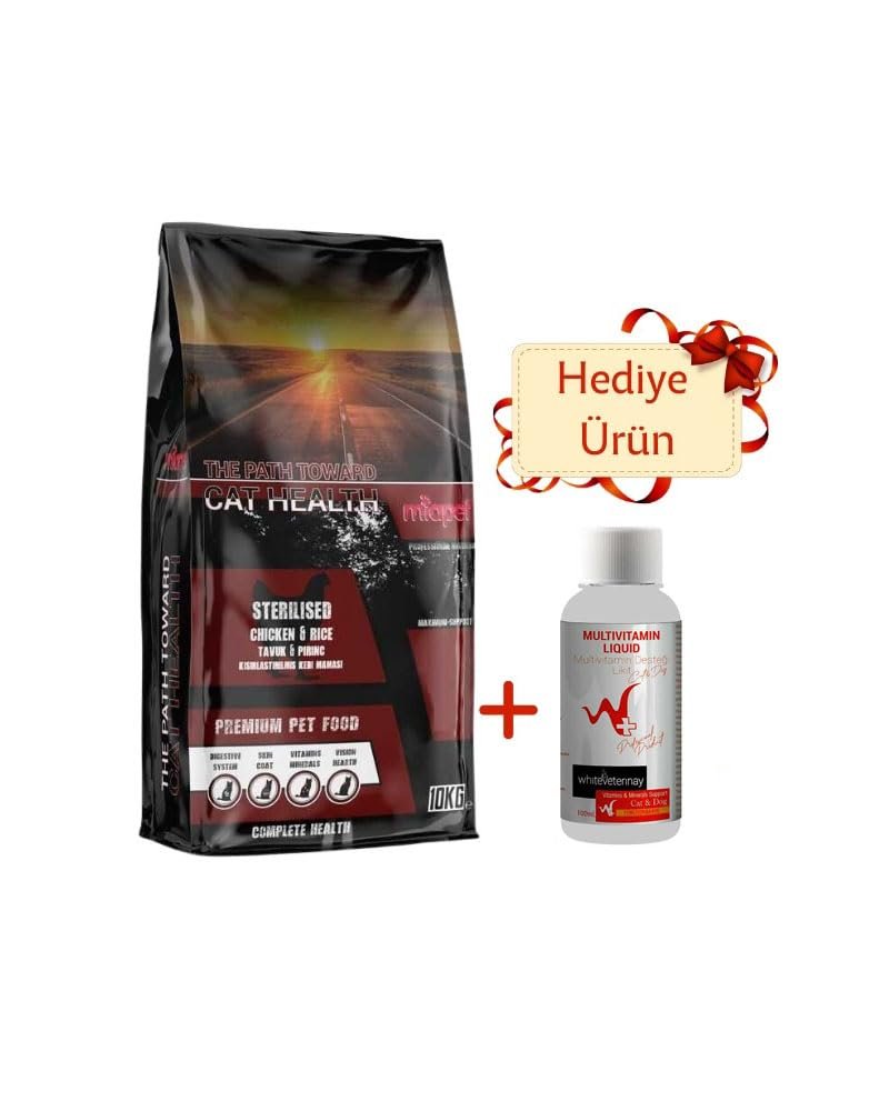 Miapet Tavuklu Kısırlaştırılmış Kedi Maması Sterilised Multivitamin Liquid 100 ml Hediyeli 10 KG
