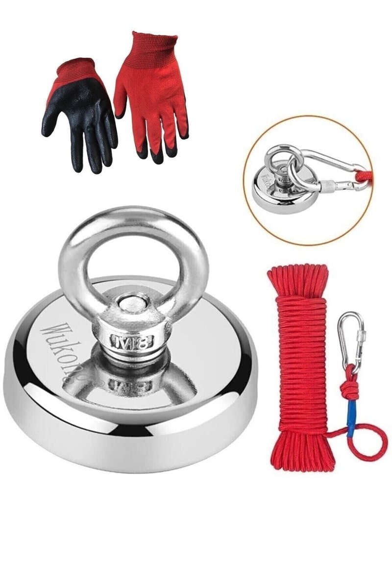 Dünya Magnet Magnet Fishing, 48 Mm, Neodyum Pot Mıknatıs Seti Halat Eldiven, Mıknatıs Balıkçılığı