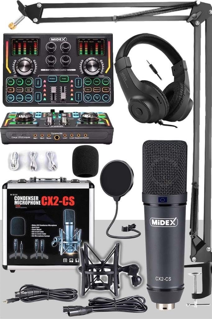 Midex Stüdyo Ekipmanları Private Paket-3 CX2 Mikrofon VS15 Ses Kartı Stüdyo Kayıt Seti