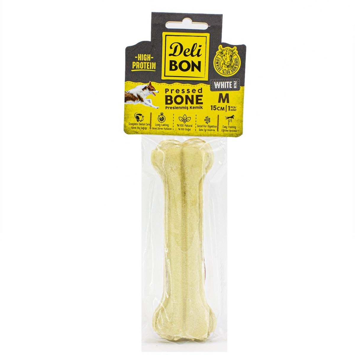 Doggie Delibon Gerçek Deriden Pres Kemik, 15 Cmx1Pcs., Beyaz